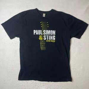 Paul Simon & Sting On Stage Together Tour 2014 Black Organic Cotton T Shirt XL